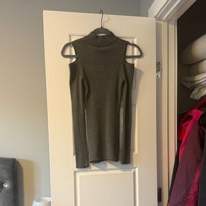 Women's Cold Shoulder Sweater - Dark Gray